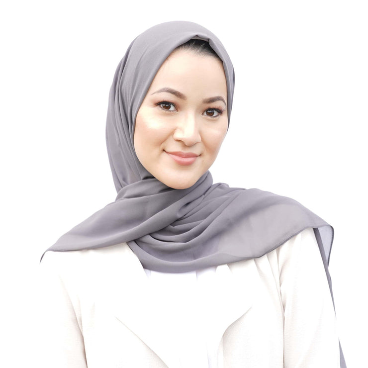Charcoal Grey Chiffon Hijab