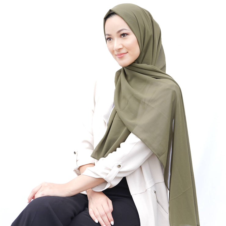 Olive Green Chiffon Hijab