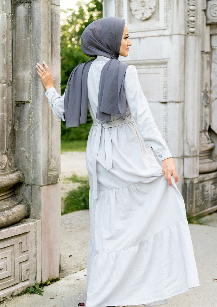 gray cotton maxi dress Grey Cotton Jersey Waist Tie Maxi Soleia Dress XXS