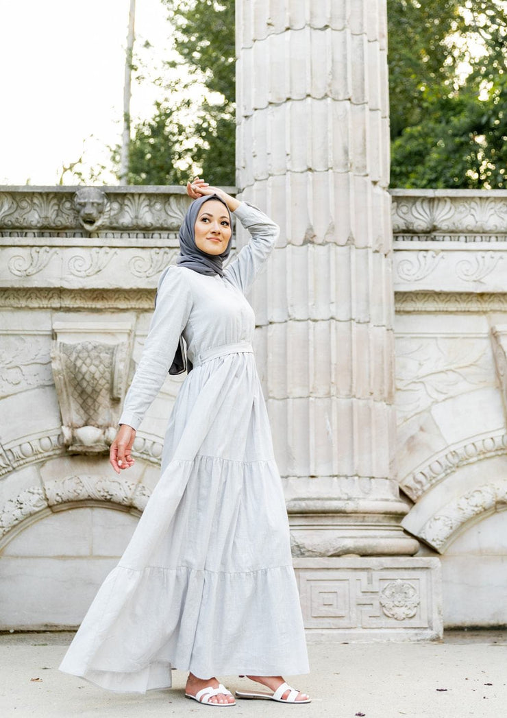 grey hijab wedding dress Elegant Grey Islamic Wedding Dress 9118GR