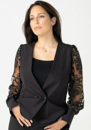 Black Lace Sleeve Blazer